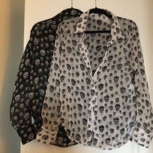 Sheer Skull button down shirts